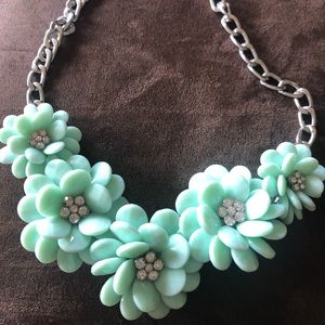 Light aqua blue flowers with rhinestone bling.